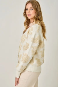 Floral Button Down Cardigan | Cream