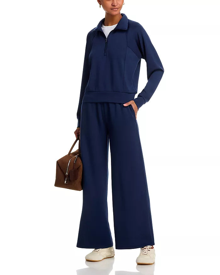Navy Fleece Flare Leg Pants