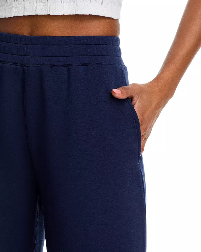 Navy Fleece Flare Leg Pants