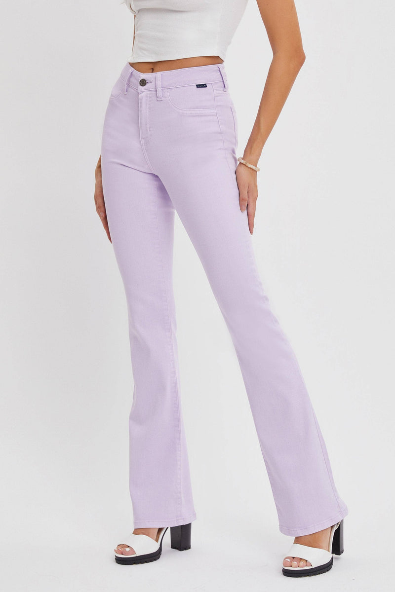 Lavender Mid-Rise Flare Jean