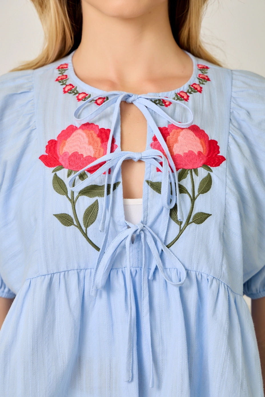 Floral Embroidered Peplum Blouse