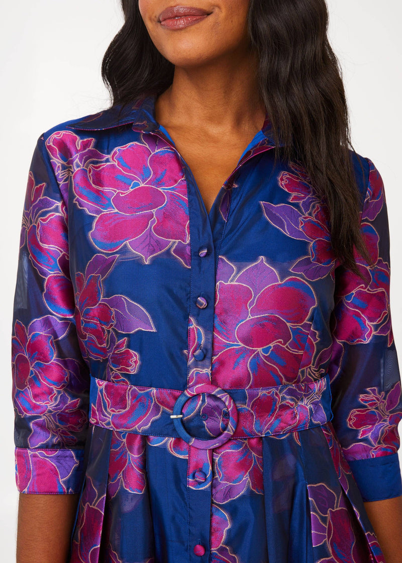 Cecilia Gown Navy Peony Organza