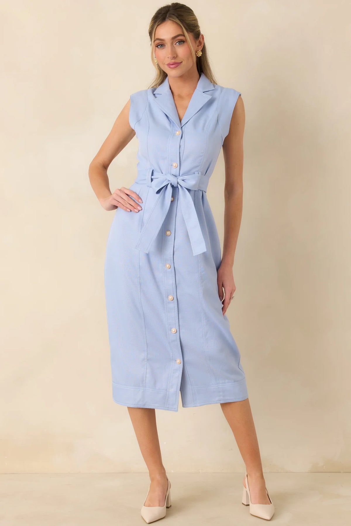 Jacqueline Sky Blue Midi Dress