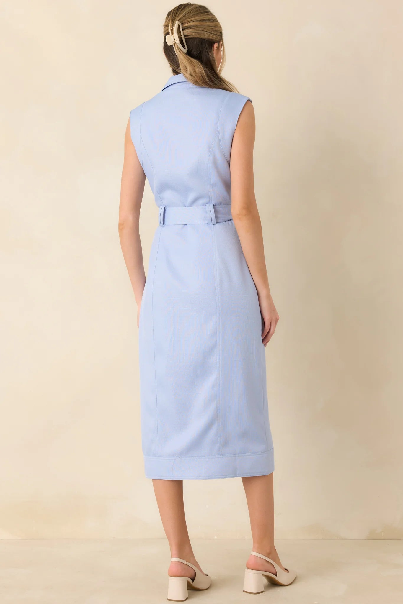 blue midi dress sleeveless Women's Sleeveless Cambric Bubble Hem Midi Dress