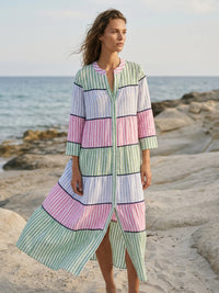 Contrast Trim Midi Dress