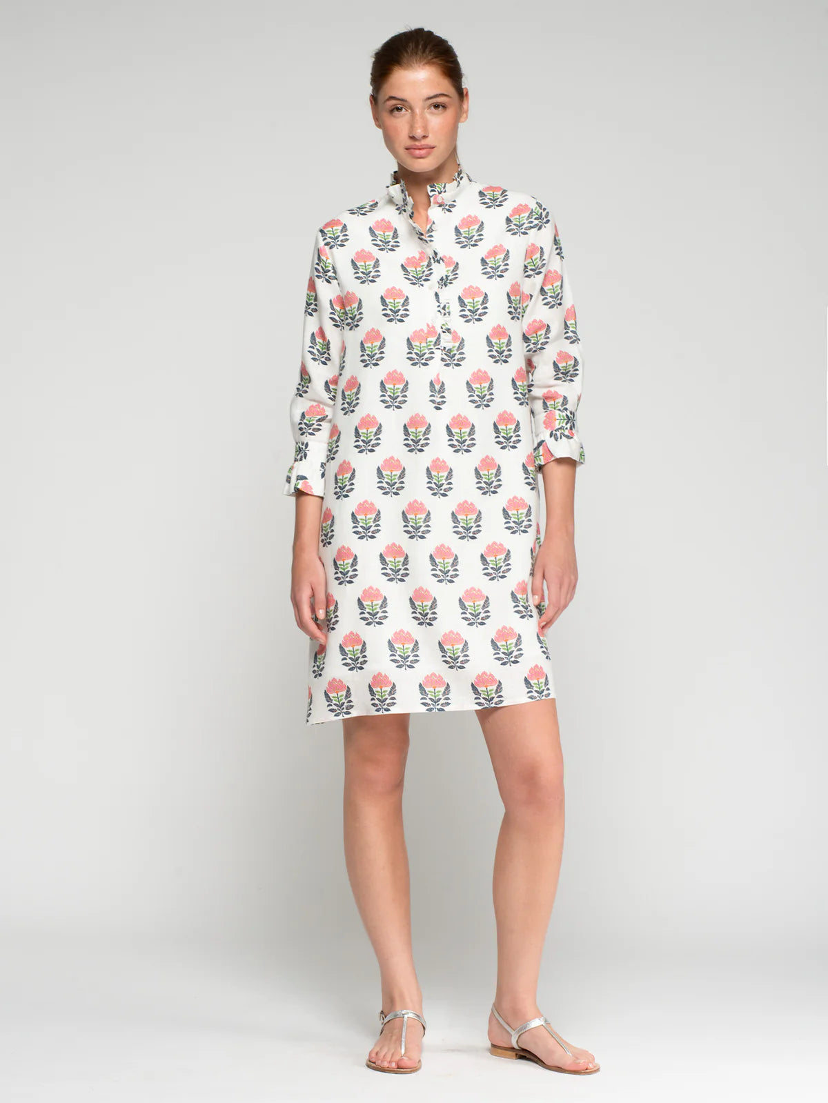 Block Print Floral Shift Dress