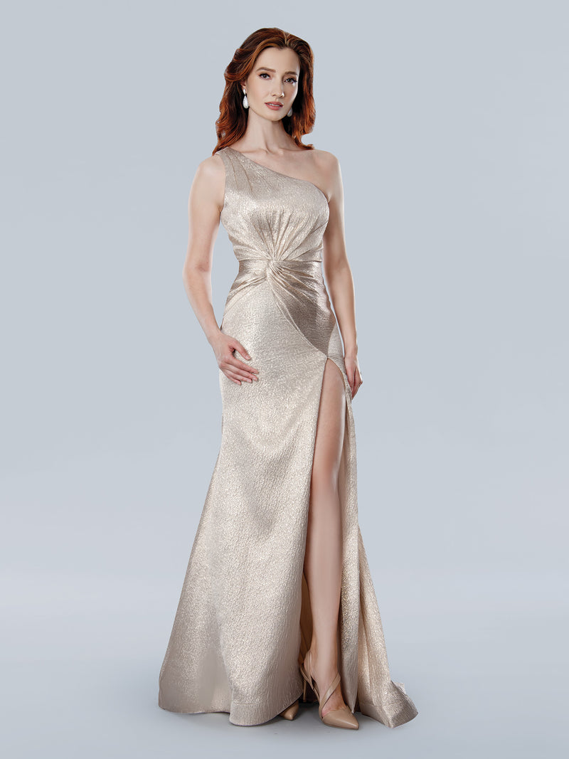 Gold One Shoulder Gown - SC-25333