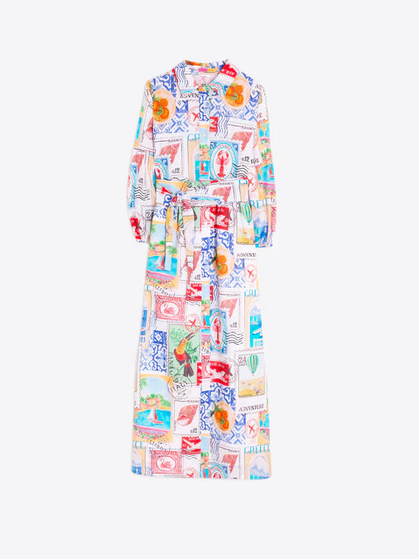 Travel Stamp Print Dress