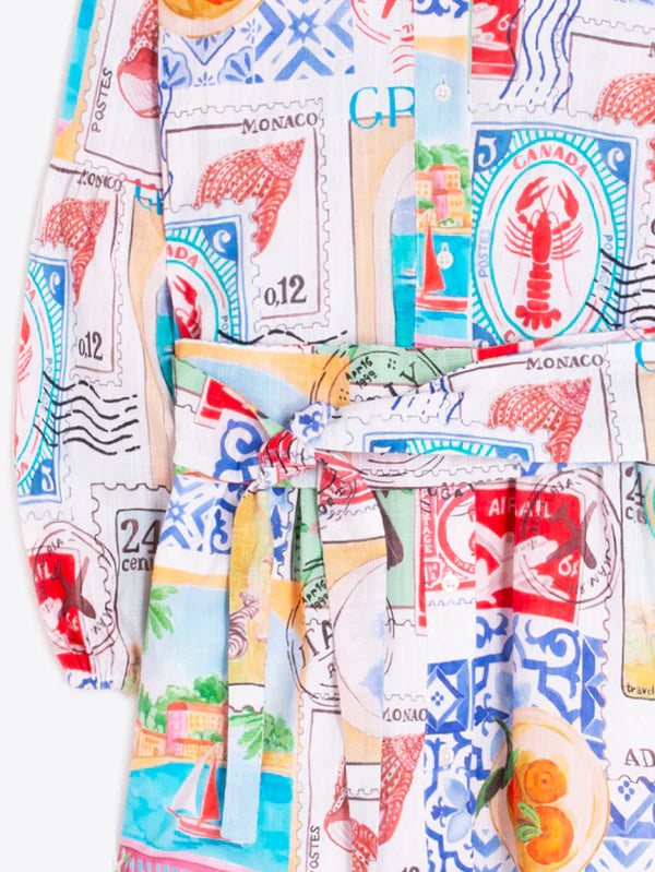 Travel Stamp Print Dress