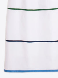 White Piped Trim Midi Dress