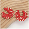Red + Gold Raffia Wrapped Hoop Earrings