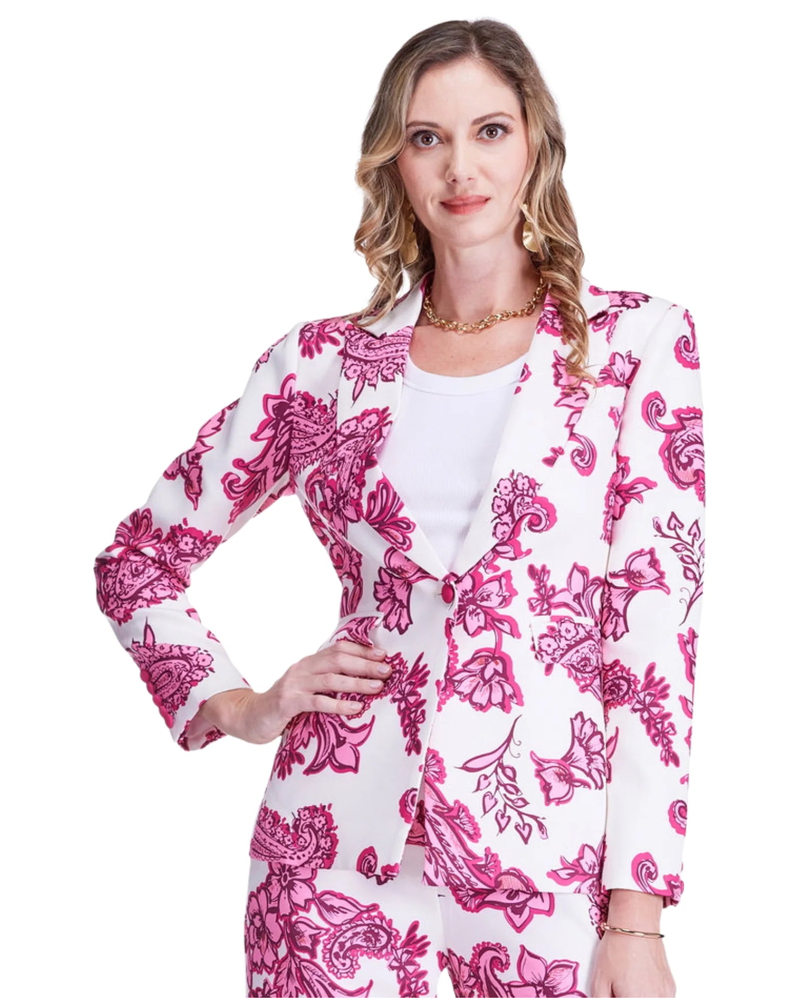 Berry Paisley Button Blazer