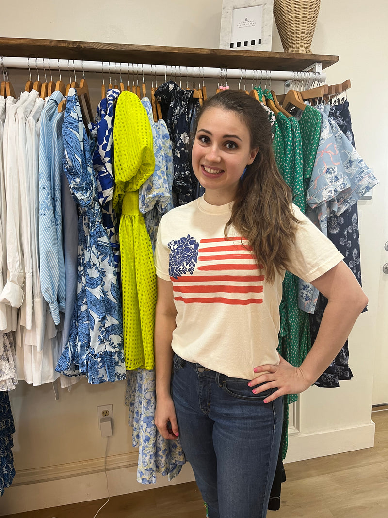 Floral American Flag Tee