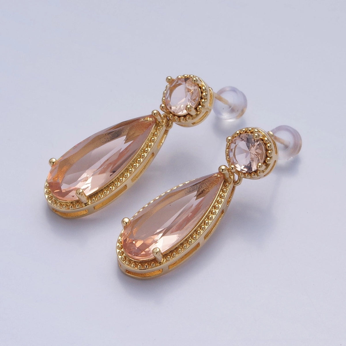 Peach Teardrop Stud Earrings