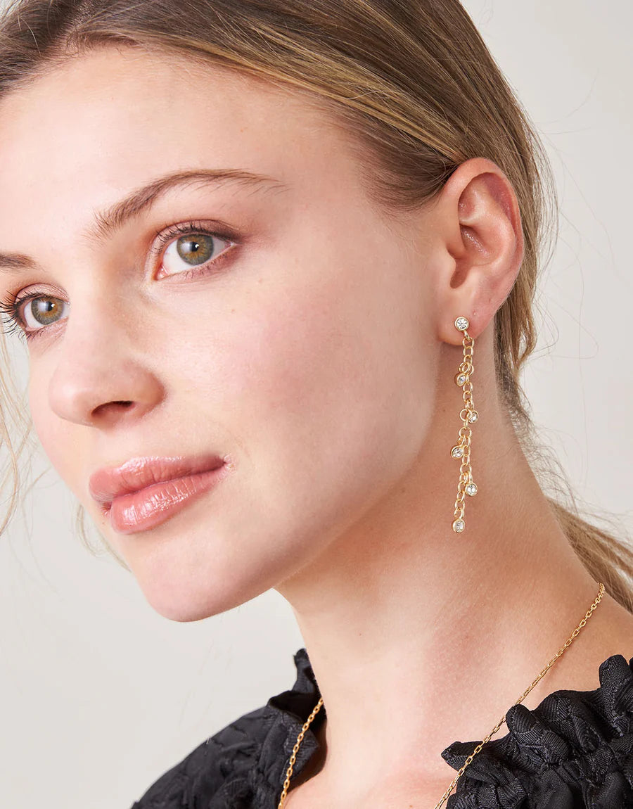Swinging Crystal Chain Earrings