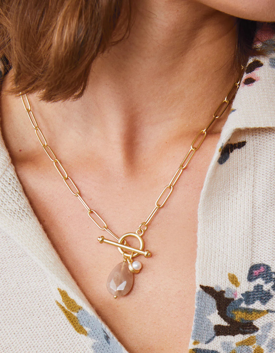 Suzy Toggle Necklace Blush Pink