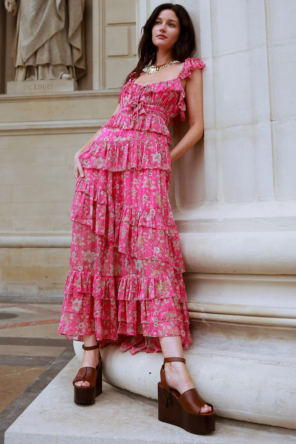 Corinne Maxi Dress in Fuchsia