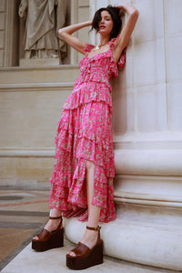 Corinne Maxi Dress in Fuchsia