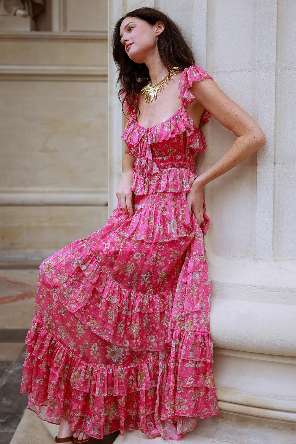 Corinne Maxi Dress in Fuchsia