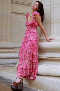 Corinne Maxi Dress in Fuchsia
