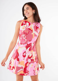Avery Pink Retro Jacquard Dress