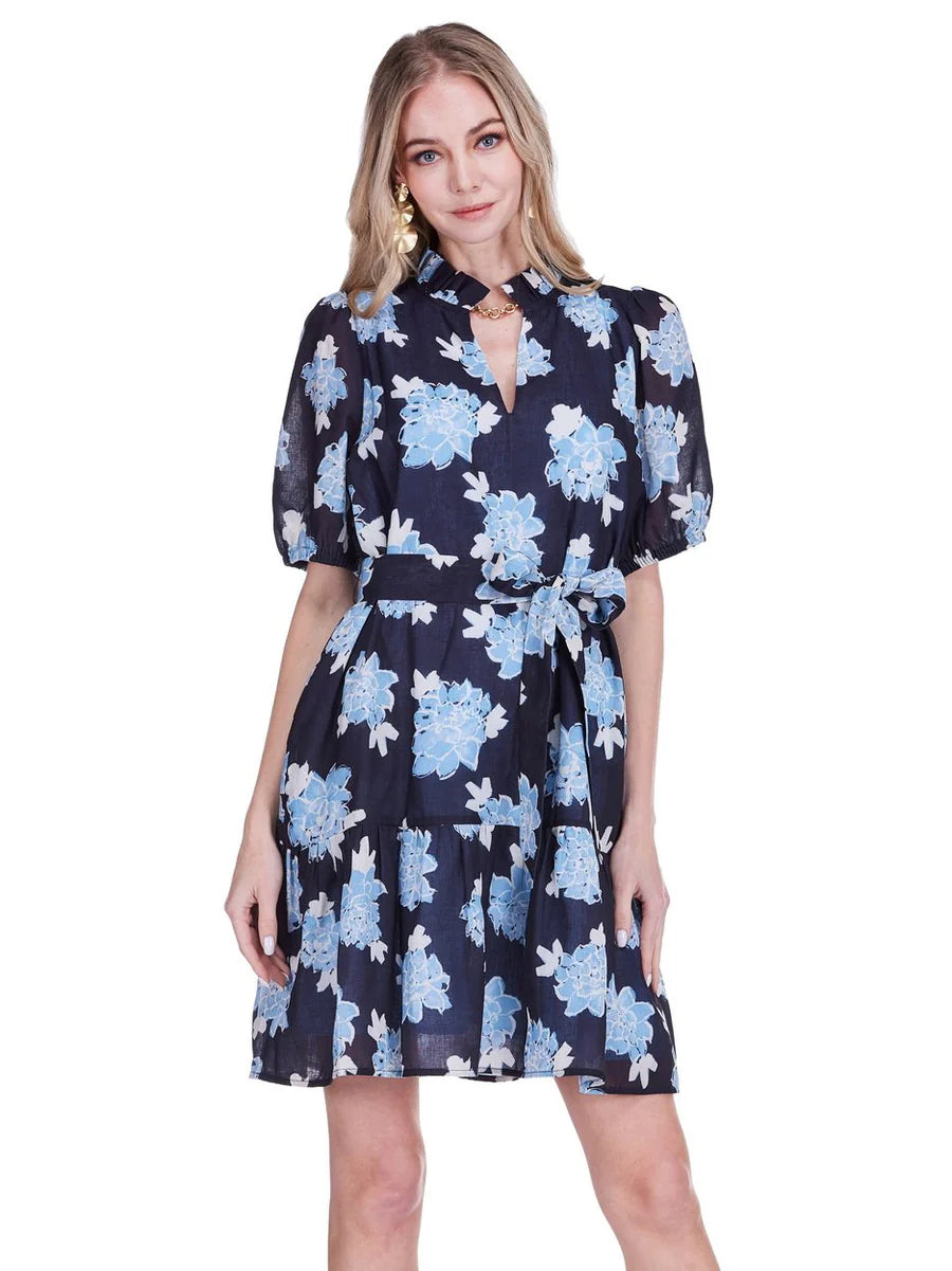 Midnight Floral Split Neck Dress