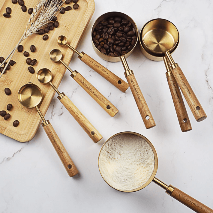 Gold Stainless Steel Measuring Spoons Set
