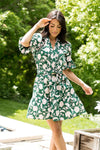 Megan Bubble Sleeve Belted Dress