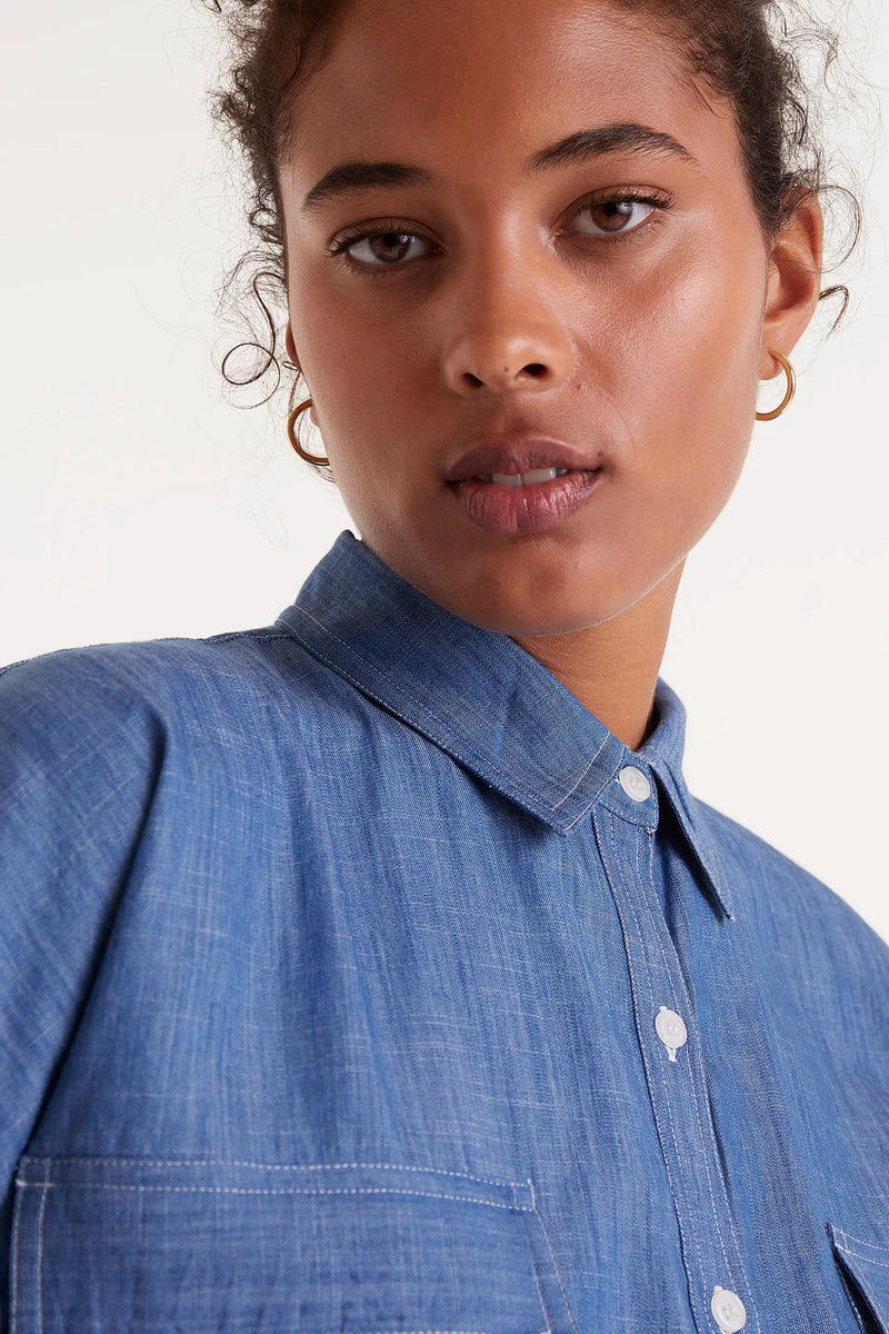 Denim Midi Shirt Dress
