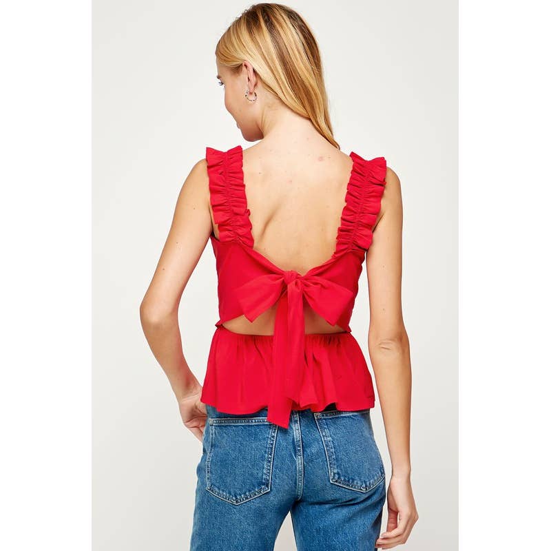 Peplum Tie Back Poplin Top