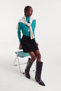 Jacquard Polka-Dot Mini Skirt