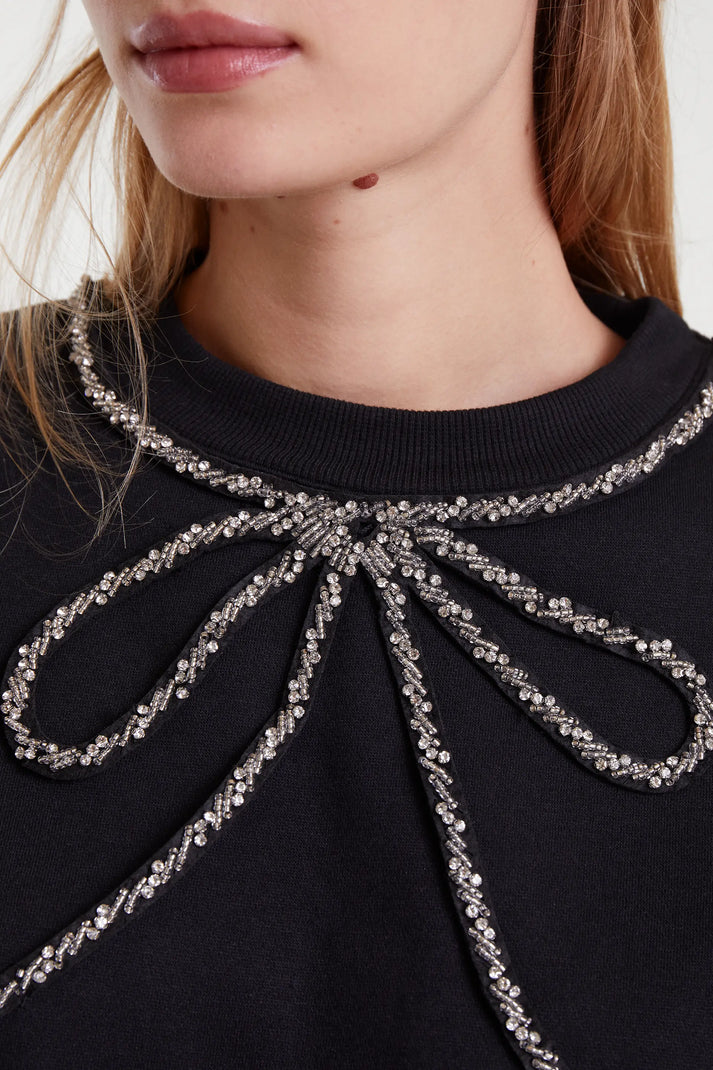 Jewel Neck Bow Sweatshirt