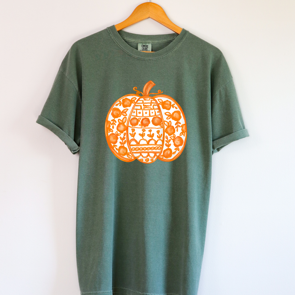 Orange Chinoiserie Pumpkin Comfort Colors Tee 