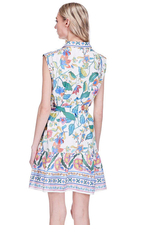 Festive Florals Front Placket Shirt Dress