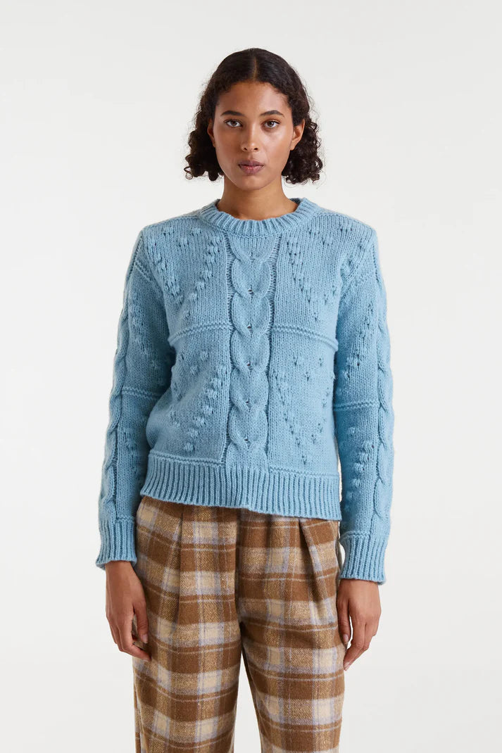 Blue Cable Knit Sweater