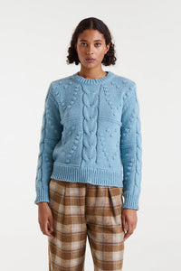 Blue Cable Knit Sweater