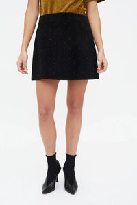 Velvet Jeweled Mini Skirt