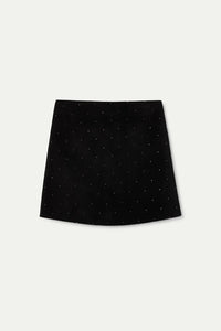 Velvet Jeweled Mini Skirt