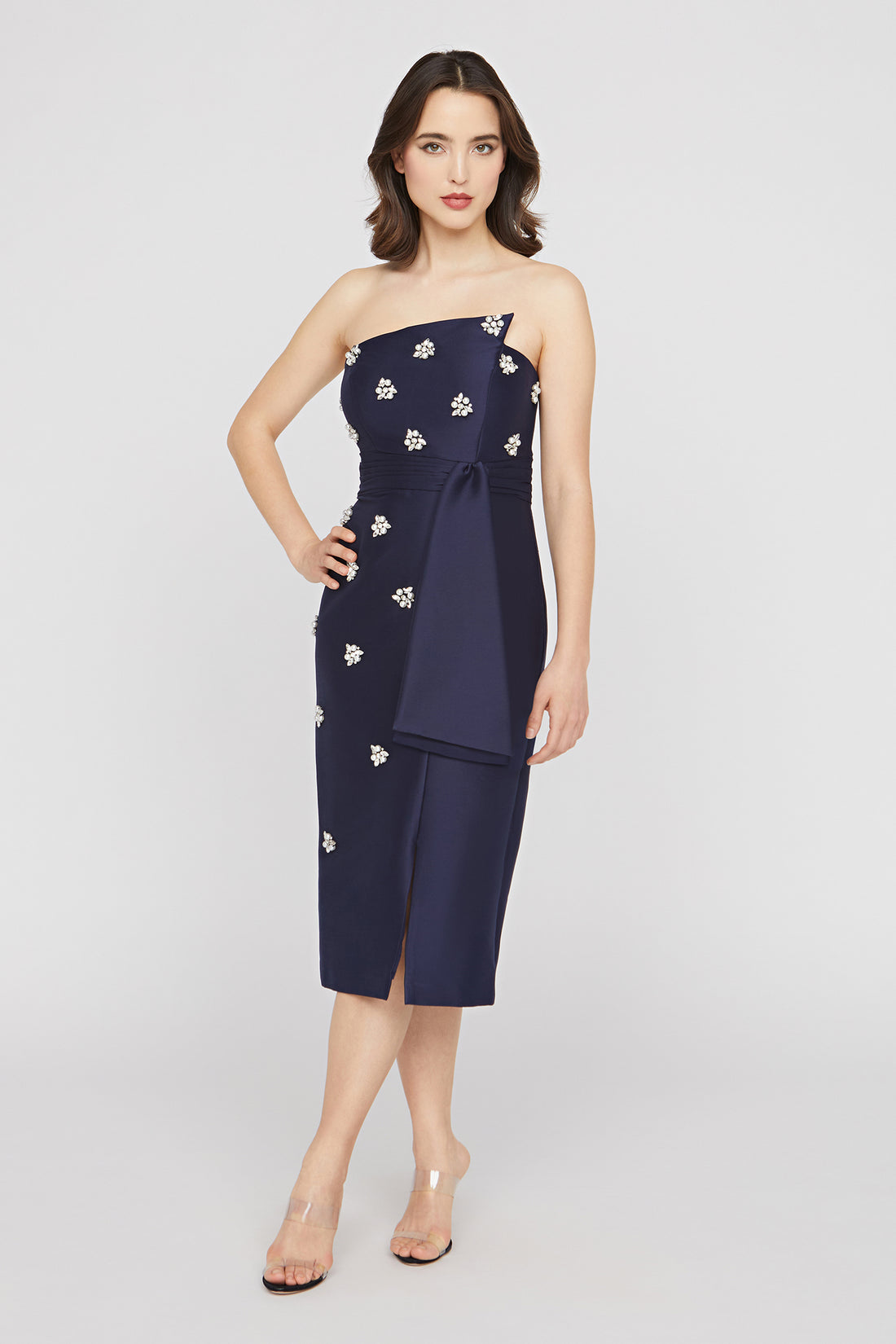 Kay Unger Ria Embellished Midi Dress - Dark Sky