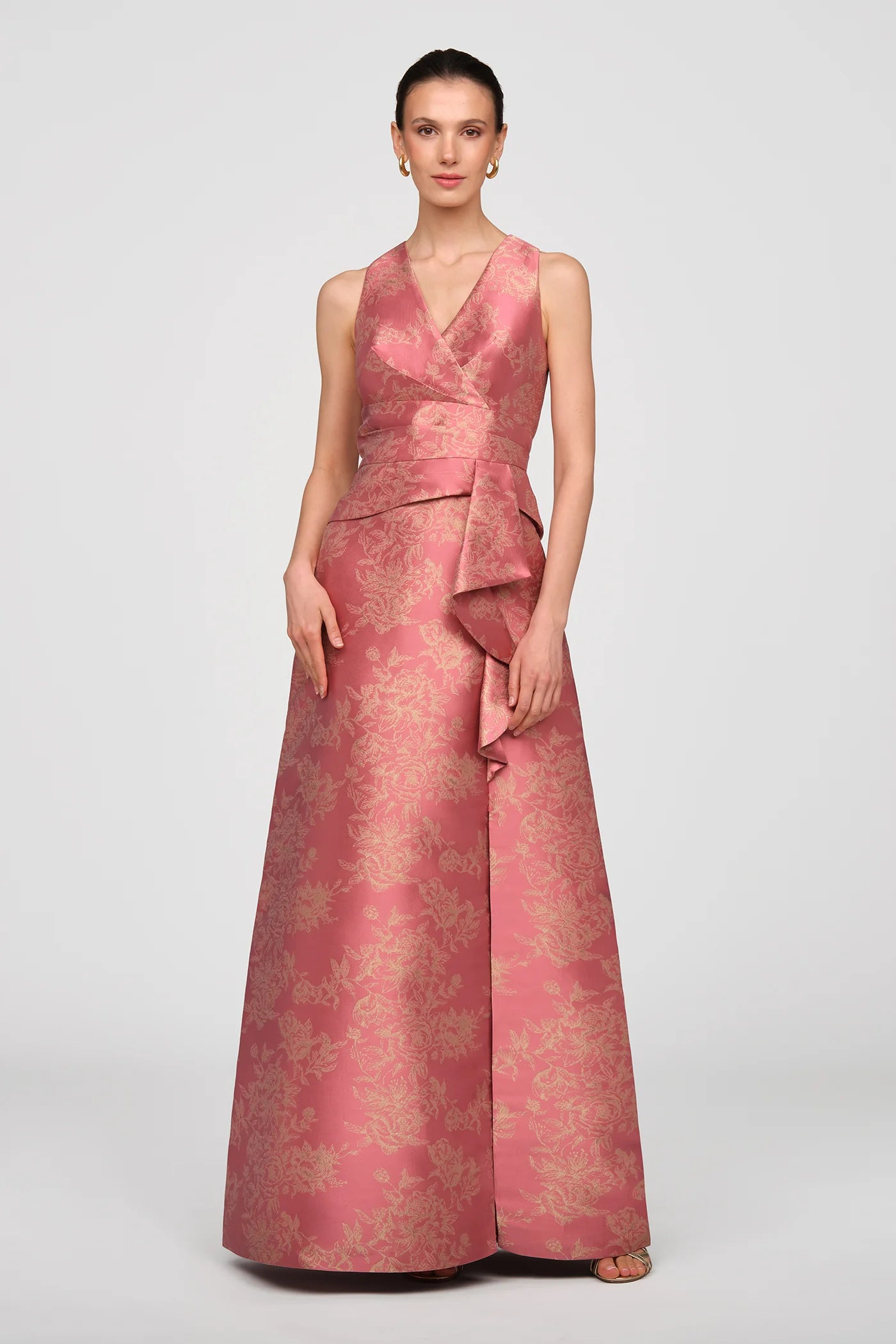 Kay Unger Women's Rhianna Metallic Jacquard A-Line Gown - Antique Rose