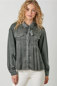 Pleated Silver Blouse