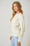 Floral Flocked Sweater | Ivory/Oatmeal