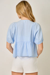Floral Embroidered Peplum Blouse