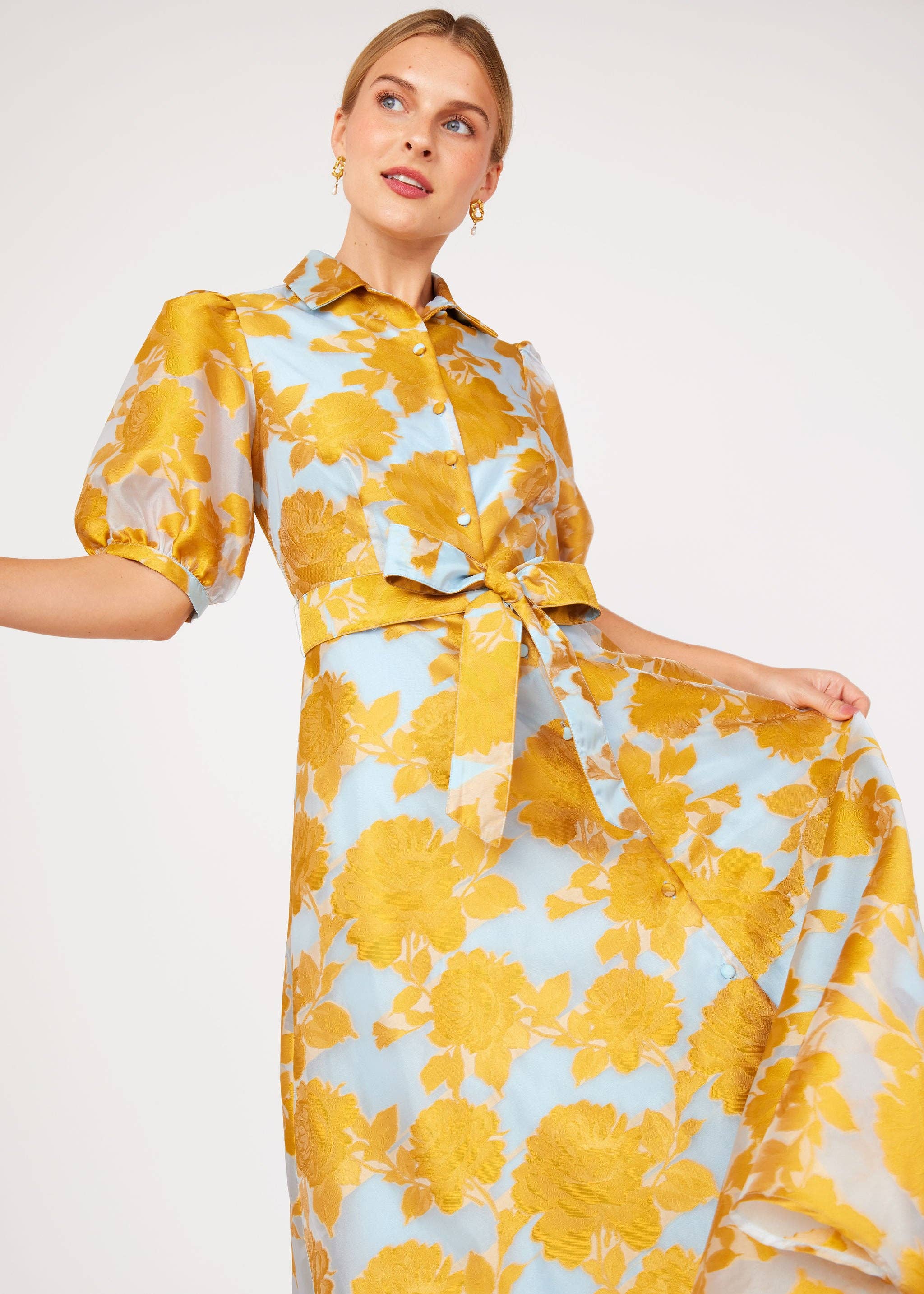 Charlotte Gown Gold Tea Rose Organza