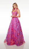 Purple Sequin V-Neck Ball Gown | AP-61516