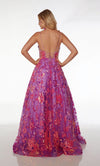 Purple Sequin V-Neck Ball Gown | AP-61516