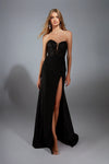 Black Strapless Fitted Gown | AP-61953