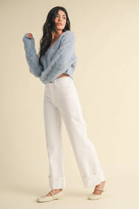 Optic White Cuffed Palazzo Jean
