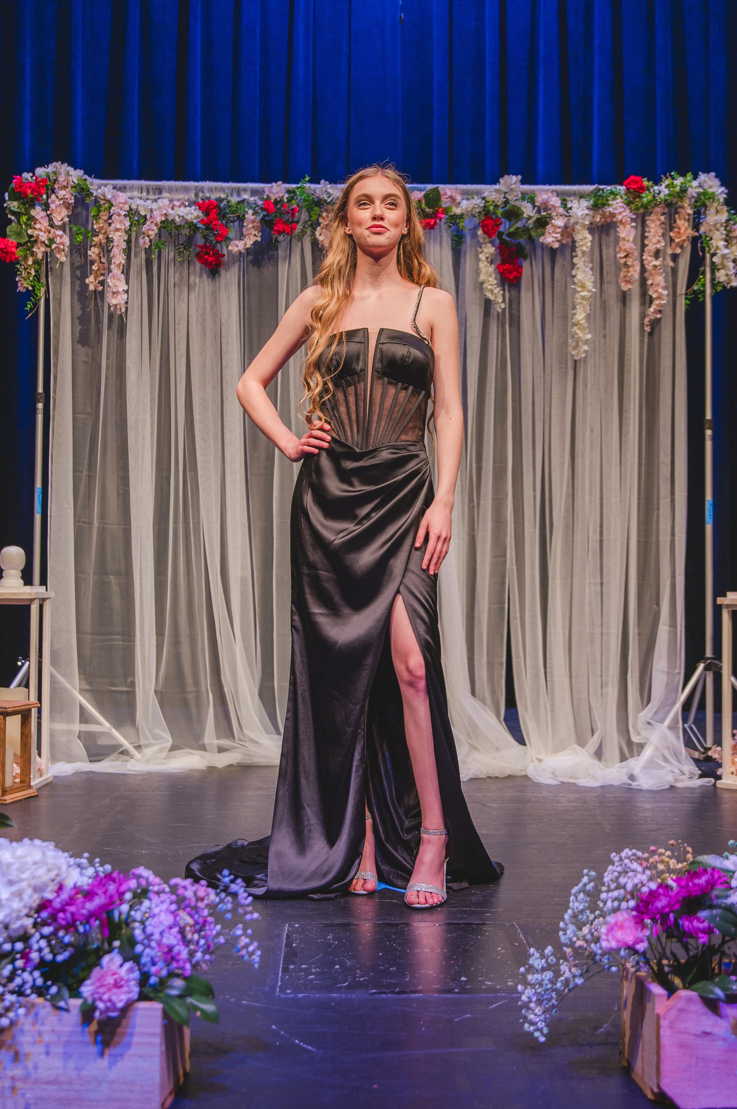 Black Sheer Bodice Gown | AP-61766