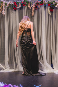 Black Sheer Bodice Gown | AP-61766